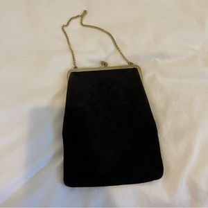 Vintage back suede and gold hardware coin purse